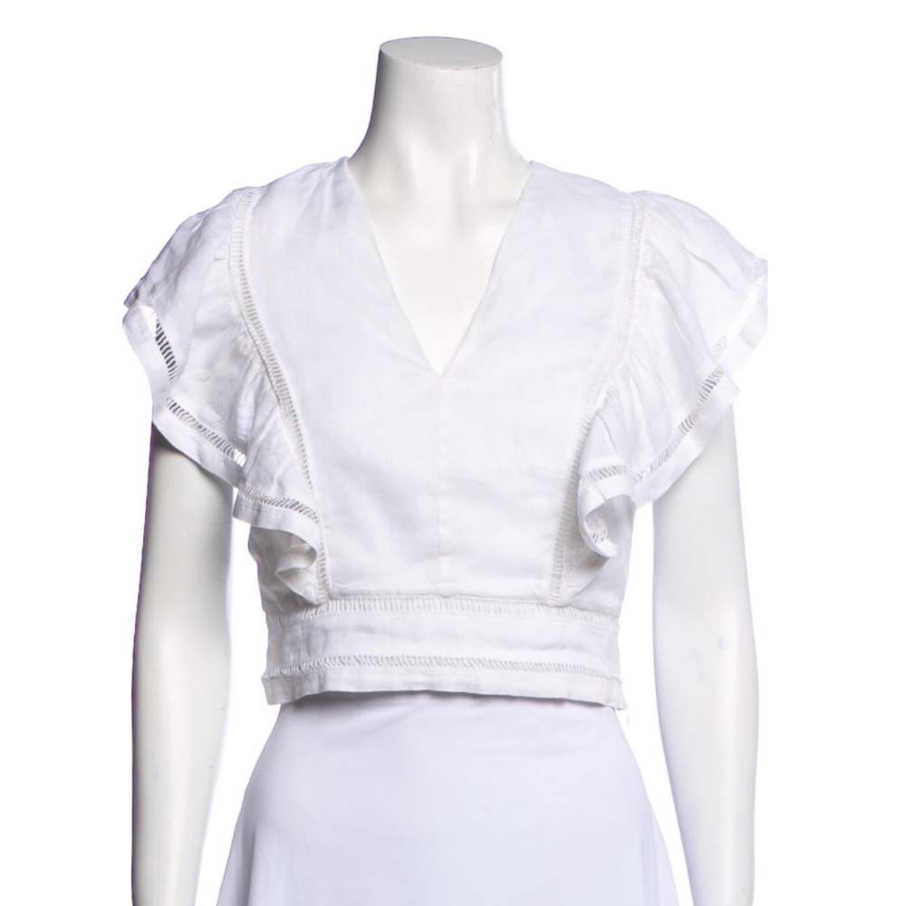 Isabel marant white linen crop top beach
